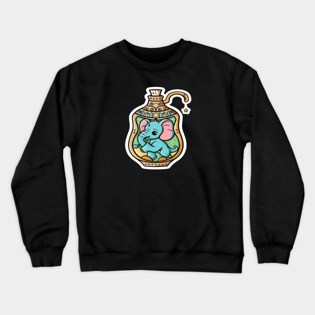 Cute Elephant in a Genie Bottle Crewneck Sweatshirt by joolsd1@gmail.com